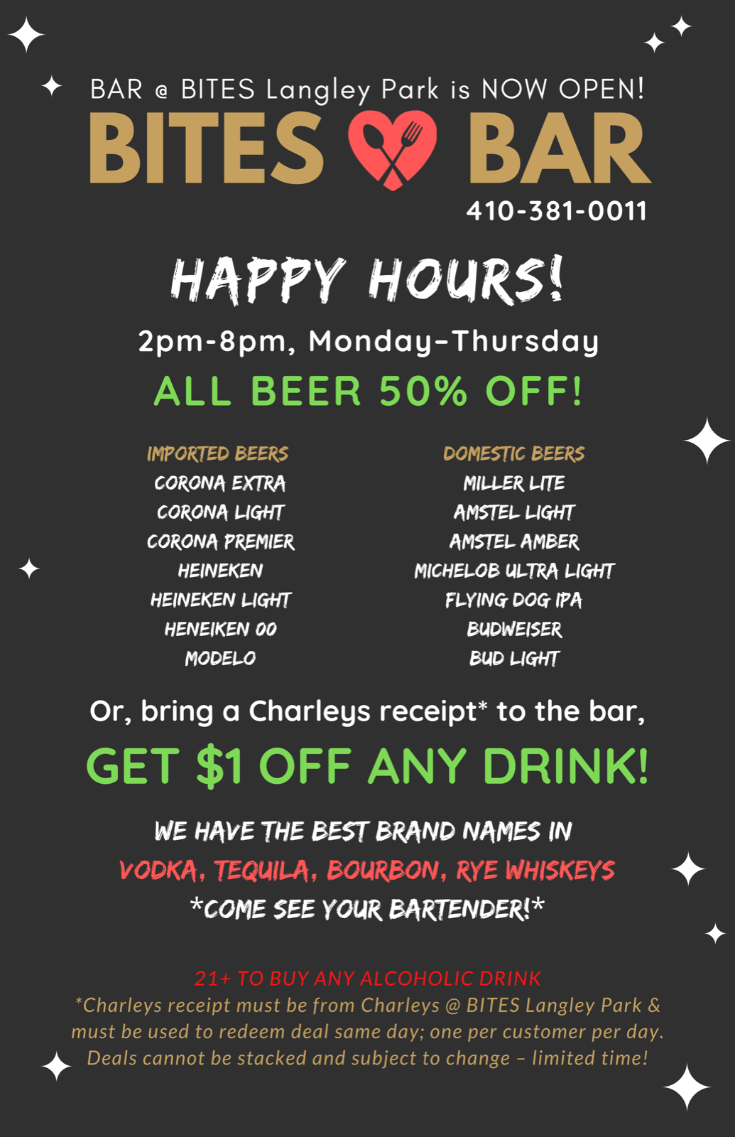 BITES BAR Happy Hour Promo BITES BAR in Langley Park promos and discounts